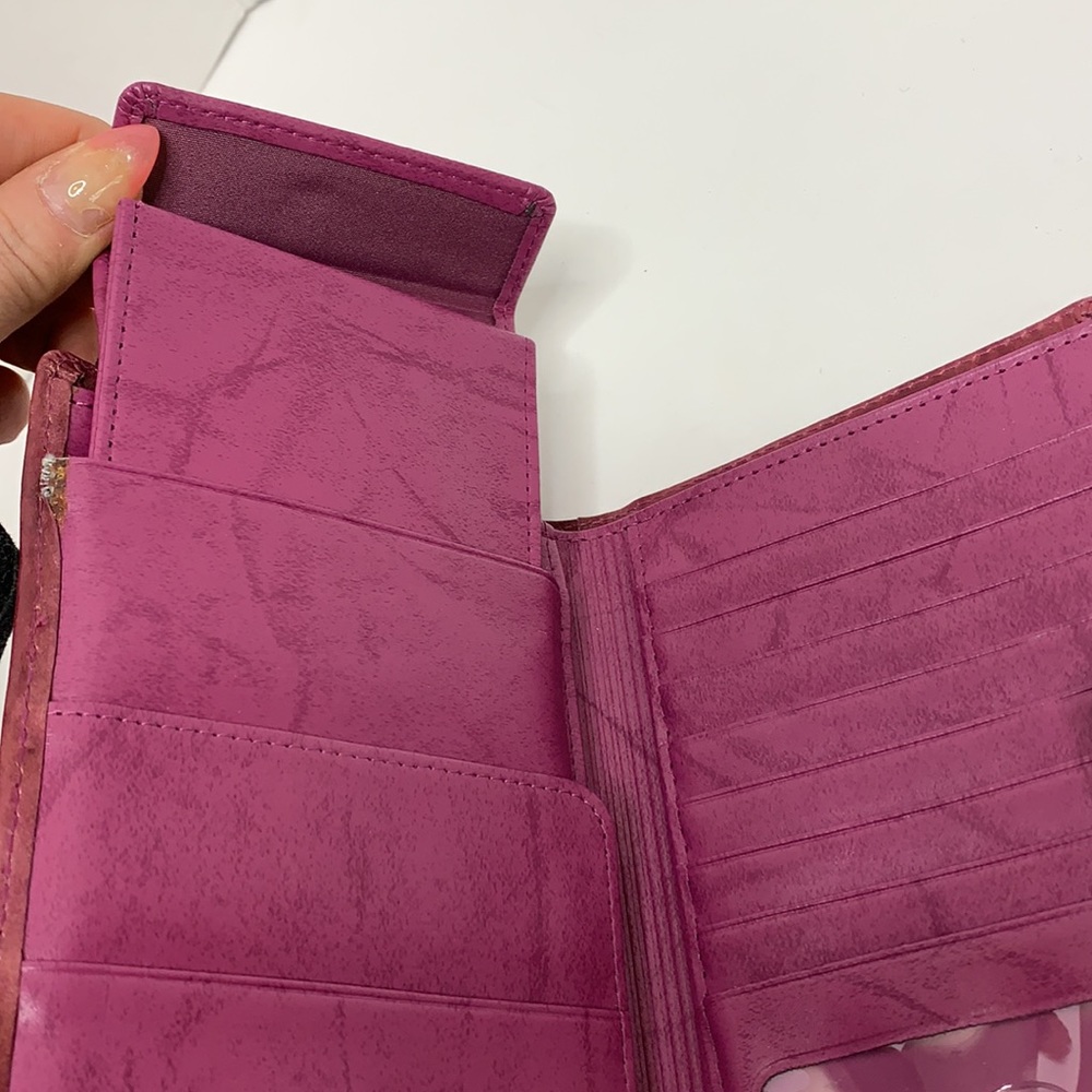 Buxton | Plum Top Grain Cowhide Leather Pocketbook | Travel Card Holder | Clutch - Picture 7 of 14